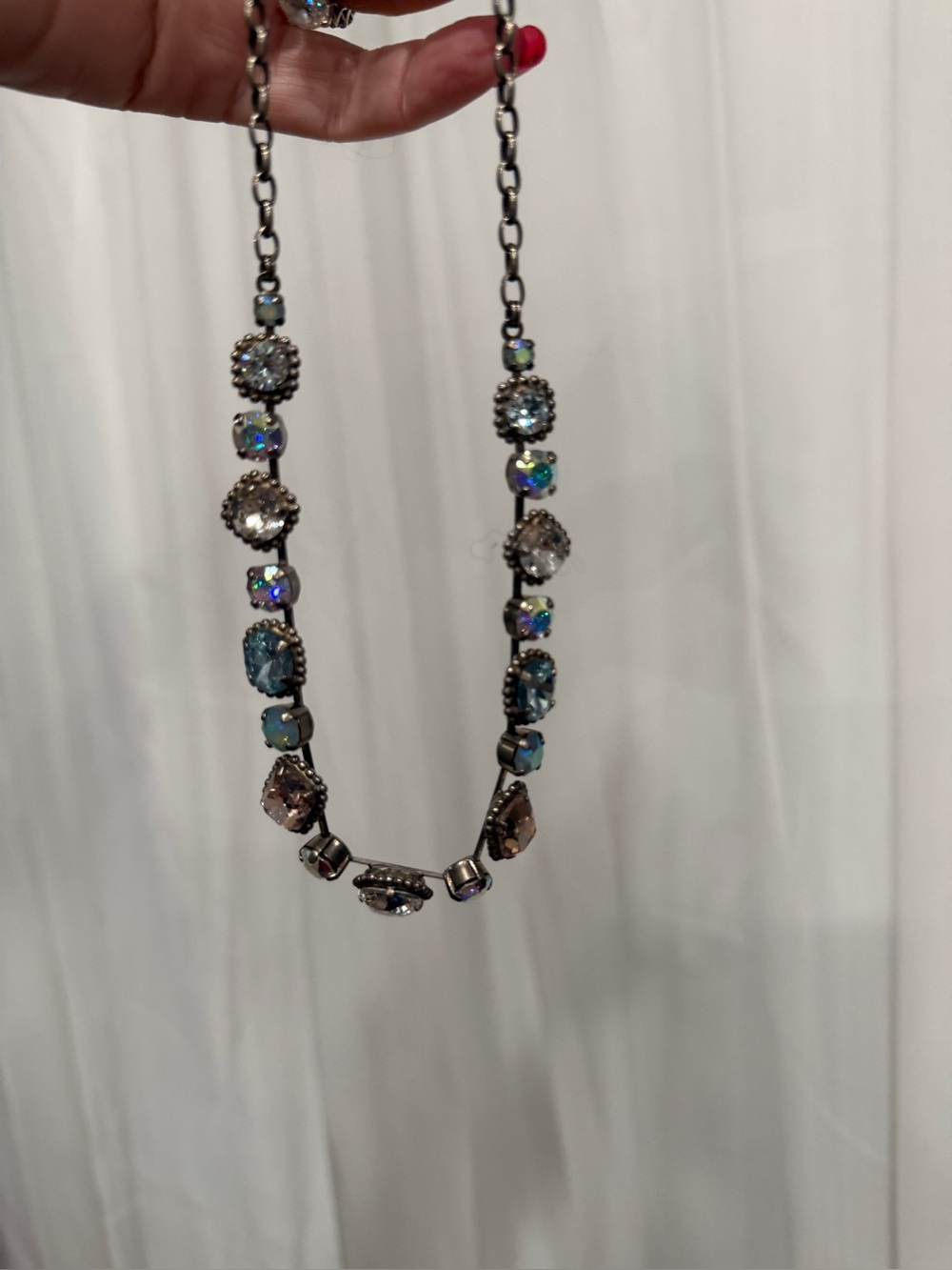 Sorrelli Iridescent Blue and Gray Crystal Station Necklace